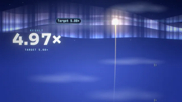 Limbo: a signal flare rises into the aurora toward its target line.
