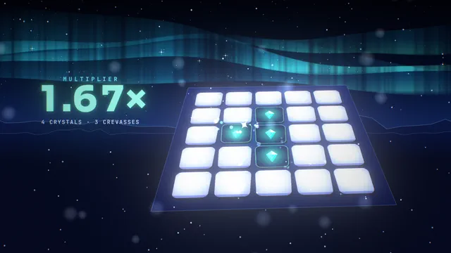 Mines: crystals uncovered on a field of twenty-five ice tiles.